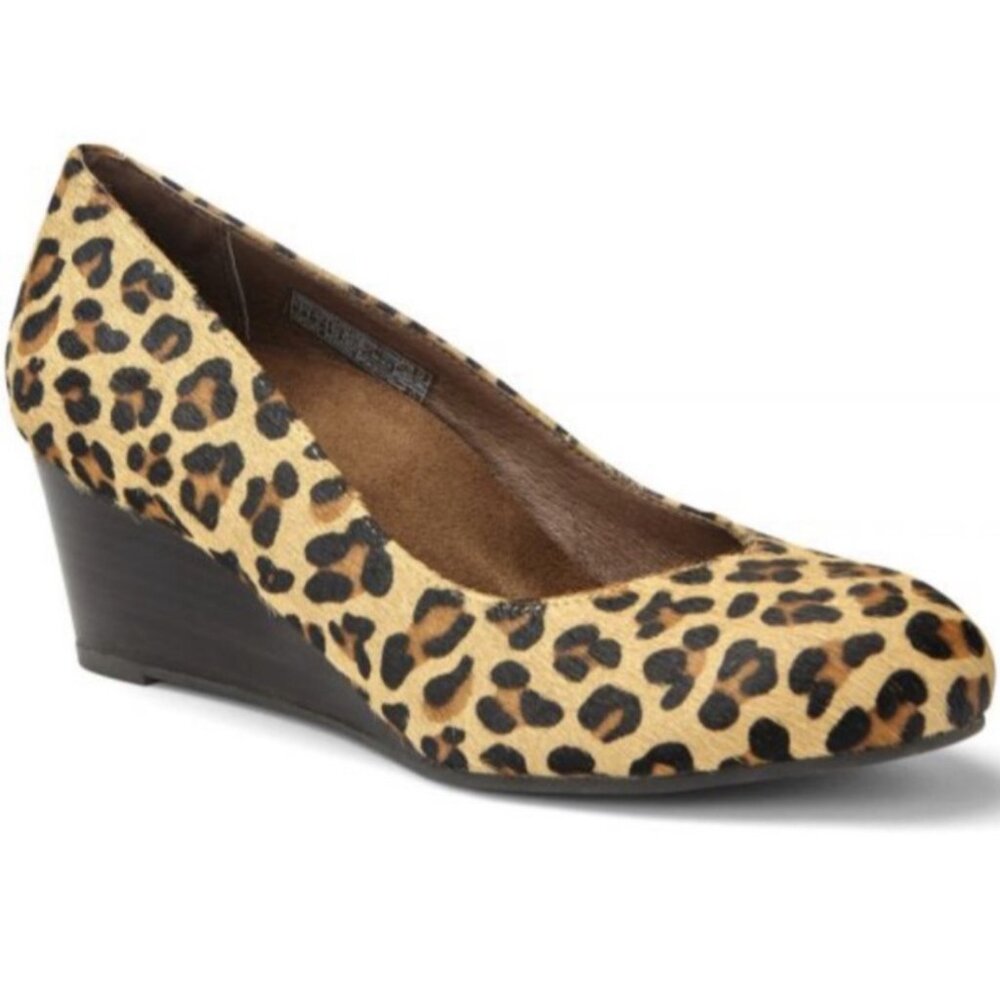 VIONIC Antonia Orthaheel Animal Print Calf Hair Wedge